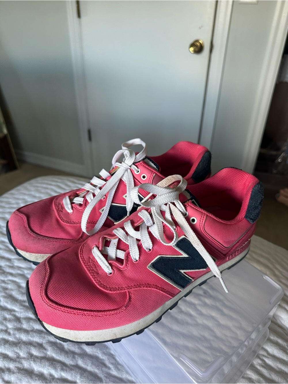 New Balance 574 Pink and Navy women’s sneakers